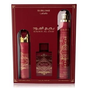 lattafa kit badee sublime 100ml + deo + air fresh